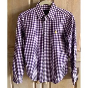 Ralph Lauren Sport Button Down Size 6 Purple Gingham Good Long Sleeve Cotton